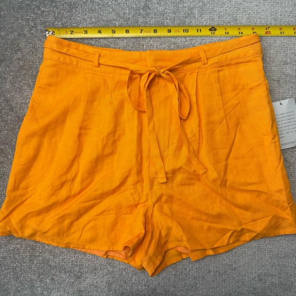 Lulus Shorts Womens Large Orange Rayon Linen Blend Lined Belted Pockets NEW - Picture 4 of 7